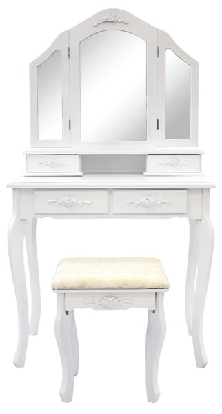 GGV 259 Comodino bianco con sgabello e specchio