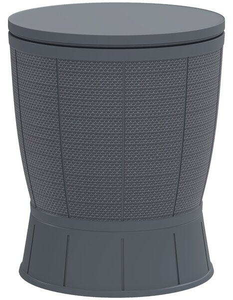 Outsunny Tavolo a glaciere 3 in 1, tavolo da cocktail con secchio per ghiaccio, piano telescopico per giardino, Ø 49 x 58-84 cm, grigio