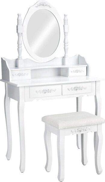 GGV 330 Comodino bianco con sgabello e specchio
