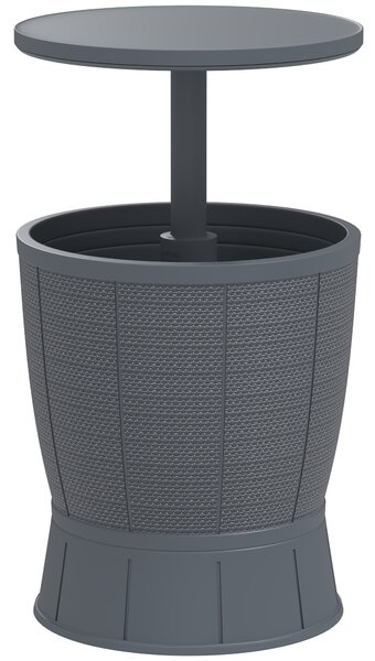 Outsunny Tavolo a glaciere 3 in 1, tavolo da cocktail con secchio per ghiaccio, piano telescopico per giardino, Ø 49 x 58-84 cm, grigio