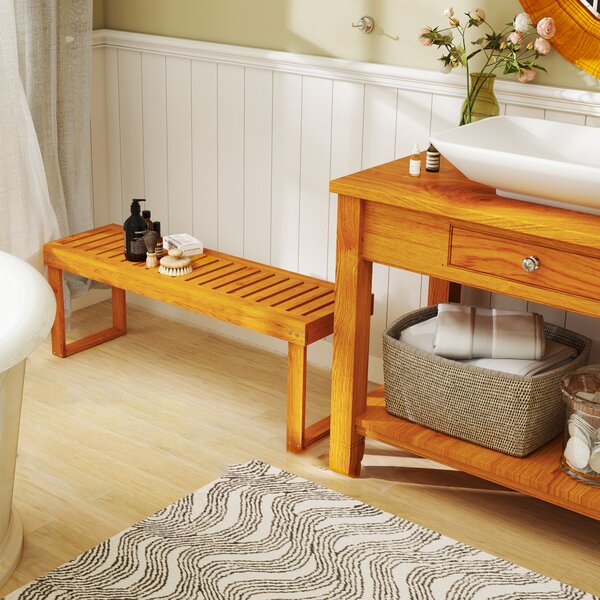 Outsunny Panchina da giardino in legno di pino 2 posti, seduta a doghe, 132 x 34 x 43 cm, legno naturale