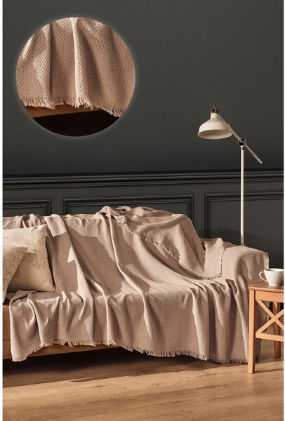 Copriletto marrone in cotone riciclato 170x205 cm Merlin - Mijolnir