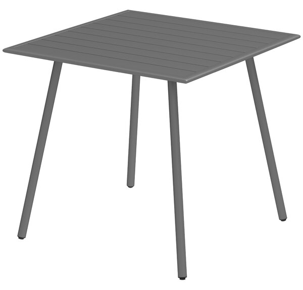 Outsunny Tavolo da pranzo da giardino per 6 persone con piano a doghe per giardino, patio, terrazza, 80 x 80 x 74 cm, grigio