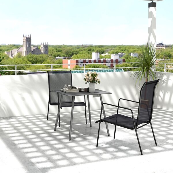 Outsunny Tavolo da pranzo da giardino per 6 persone con piano a doghe per giardino, patio, terrazza, 80 x 80 x 74 cm, grigio