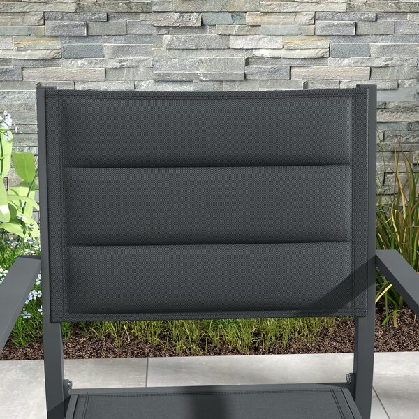 Outsunny Set di 4 sedie da giardino impilabili in alluminio e textilène con braccioli, set di 4 pezzi per esterno