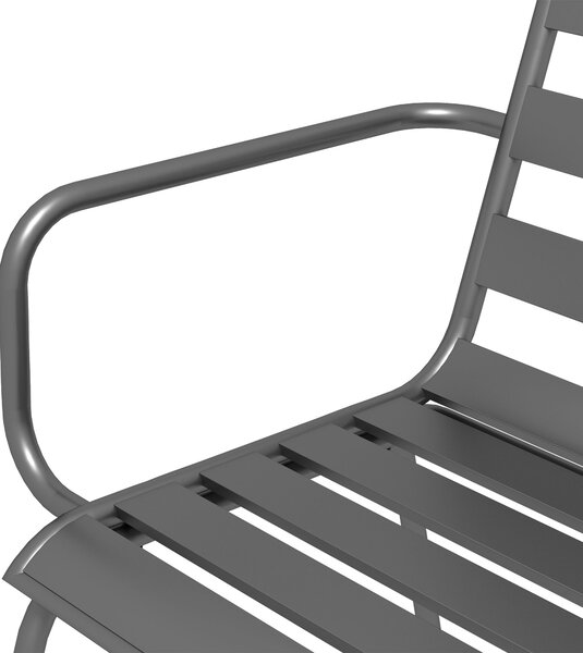 Outsunny Salon de jardin set da pranzo da giardino 7 pezzi con 1 tavolo e 6 sedie impilabili in acciaio grigio