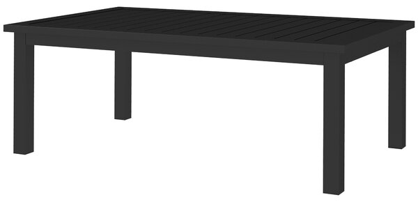 Outsunny Tavolino rettangolare in alluminio con piano a doghe per interno/esterno, 100 x 60 x 37 cm nero