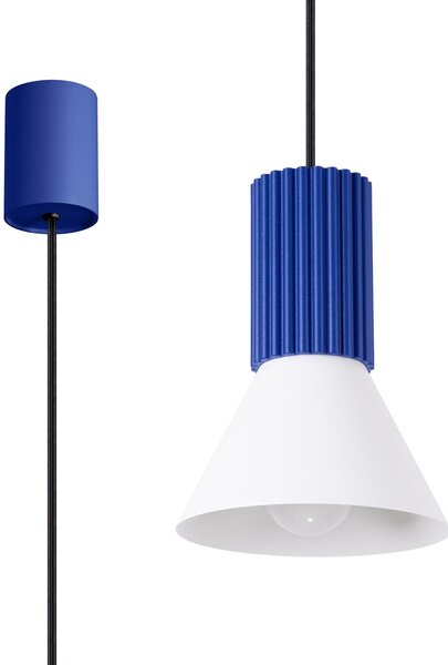Lampada a sospensione MOLDEA blu oltremare e bianca, 1xE14x10W, metallo, dimensioni: 120x14x14 cm, IP20, Pure Lume