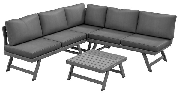 Outsunny Set da giardino a angolo e convertibile 4 pezzi con 2 divani, 1 poltrona d'angolo e 1 tavolino