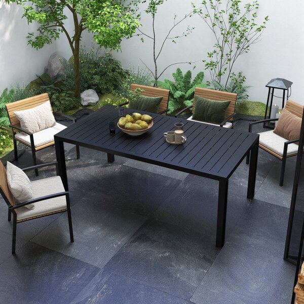 Outsunny Tavolo da giardino espandibile in alluminio rettangolare per 6 - 8 persone, dim. 180/240L x 94l x 73H cm, nero