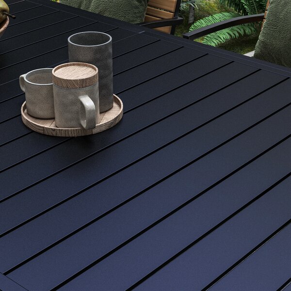 Outsunny Tavolo da giardino espandibile in alluminio rettangolare per 6 - 8 persone, dim. 180/240L x 94l x 73H cm, nero