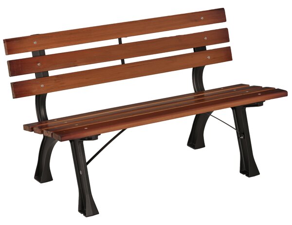Outsunny Panchina da Giardino 2 Posti a Doghe in Ghisa e Legno di Abete, 120x57x70 cm, Caffè | Aosom Italy