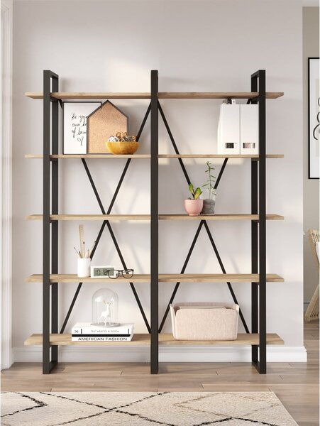 Scaffale in rovere nero/naturale 150x180 cm Aviva - Marckeric