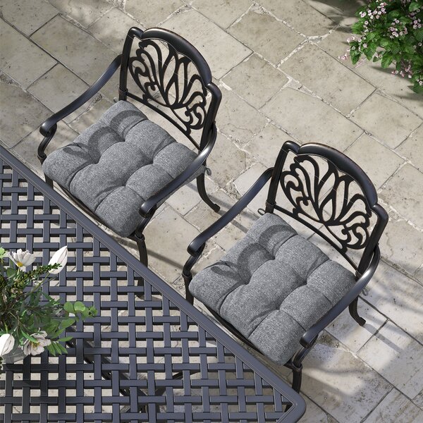 Outsunny Set di 4 cuscini per sedie da giardino, Cuscini esterno trapuntato, dim. 48L x 48P cm Grigio