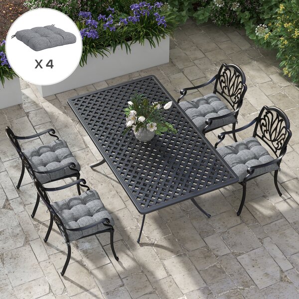 Outsunny Set di 4 cuscini per sedie da giardino, Cuscini esterno trapuntato, dim. 48L x 48P cm Grigio