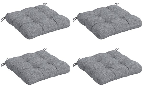 Outsunny Set di 4 cuscini per sedie da giardino, Cuscini esterno trapuntato, dim. 48L x 48P cm Grigio