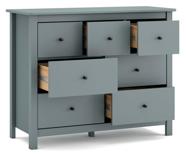 Cassettiera verde polveroso in pino massiccio 110x80x40 cm Misti – Marckeric