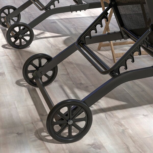 Outsunny Lot de 2 lettini prendisole in alluminio e textilene con ruote schienale reclinabile carico max. 150 Kg nero