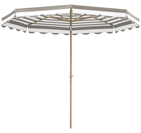 Outsunny Ombrellone da giardino esterno ombrellone reclinabile ottagonale con manovella tessuto 180 g/m² Ø 2,7 x 2,4 m grigio chiaro