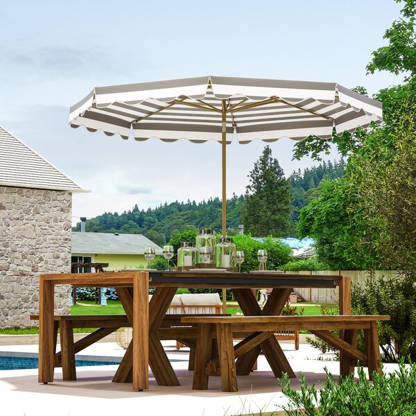 Outsunny Ombrellone da giardino esterno ombrellone reclinabile ottagonale con manovella tessuto 180 g/m² Ø 2,7 x 2,4 m grigio chiaro