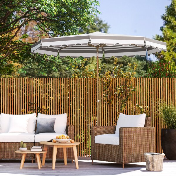 Outsunny Ombrellone da giardino esterno ombrellone reclinabile ottagonale con manovella tessuto 180 g/m² Ø 2,7 x 2,4 m grigio chiaro
