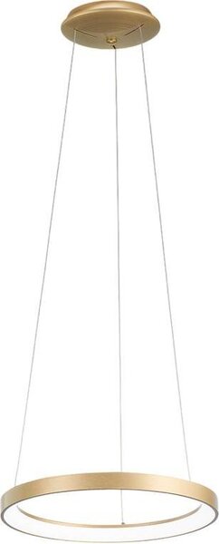 Krizia - Lampada a sospensione led 30W dimmerabile - 2300lm, luce calda 3000K, anello oro spazzolato, diffusore acrilico, d. 40 cm, IP20