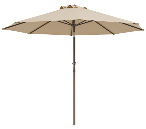 Outsunny Ombrellone da giardino Ø 2,63 m in metallo Rotondo Poliestere 180g/m² manovella inclinabile beige