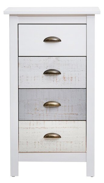 Cassettiera alta bianca e grigia con 4 cassetti , 46 x 80 cm Romantica - Marckeric