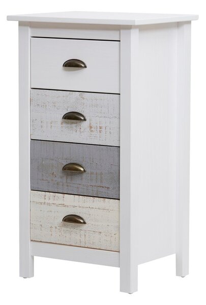 Cassettiera alta bianca e grigia con 4 cassetti , 46 x 80 cm Romantica - Marckeric