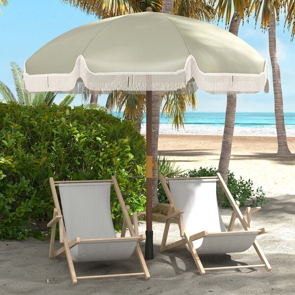 Outsunny Ombrellone da Spiaggia Salvaspazio con Protezione UV40+ e Borsa di Trasporto, Verde | Aosom Italy
