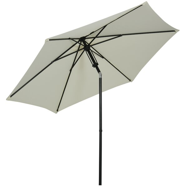 Outsunny Parasol da giardino inclinabile a spinta manuale con ventilazione in metallo poliestere ad alta densità 180g/m² gris clair