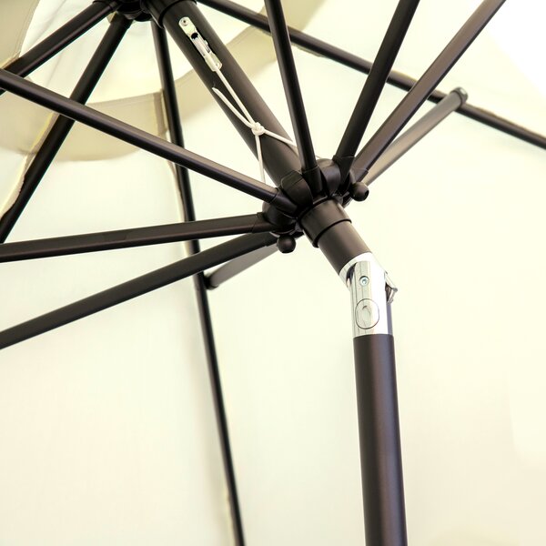 Outsunny Parasol inclinabile rotondo Ø 268 cm con frange tessuto poliestere ad alta densità 180 g/m² protezione solare crema