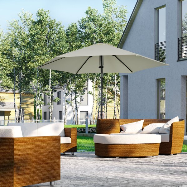 Outsunny Parasol da giardino inclinabile a spinta manuale con ventilazione in metallo poliestere ad alta densità 180g/m² gris clair