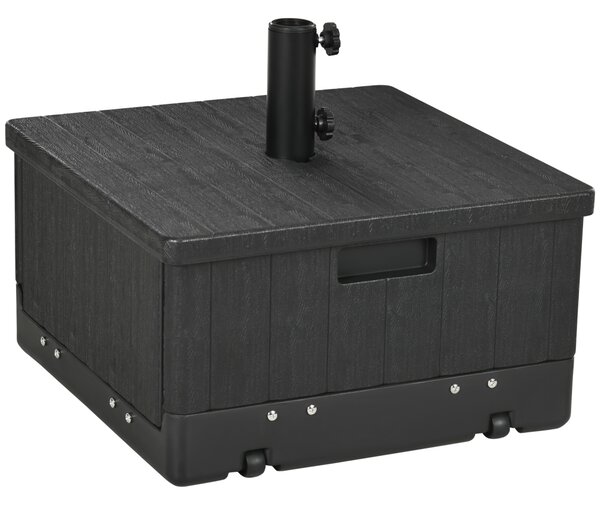 Base per Ombrellone 3-in-1 Riempibile Multiuso Tavolino da Caffè e Fioriera in PE Nero