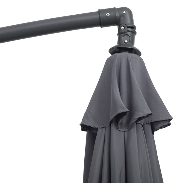 Outsunny Ombrellone decentrato ottogonale pieghevole diametro 3 m ombrellone da giardino con base a croce Ø295 x 255H cm grigio