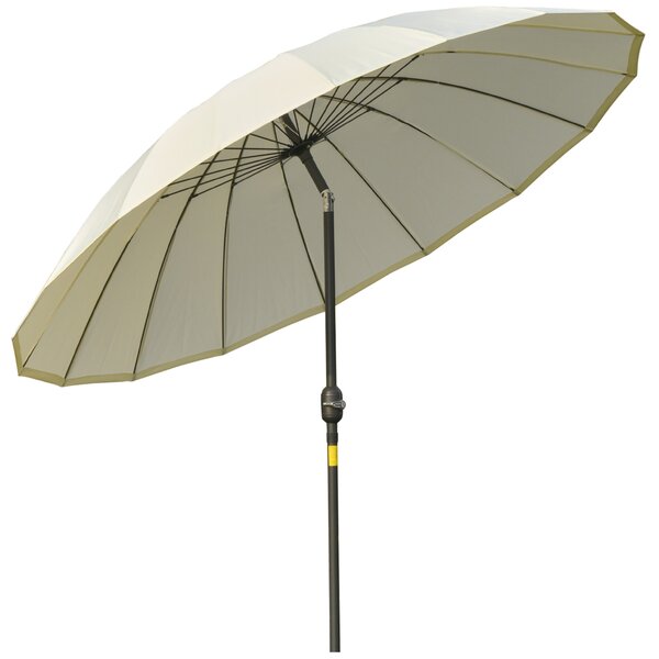 Outsunny Ombrellone rettangolare da giardino inclinabile rotondo con 18 stecche manovella asta in metallo fibra di vetro Ø 2,5 m poliestere ad alta densità beige