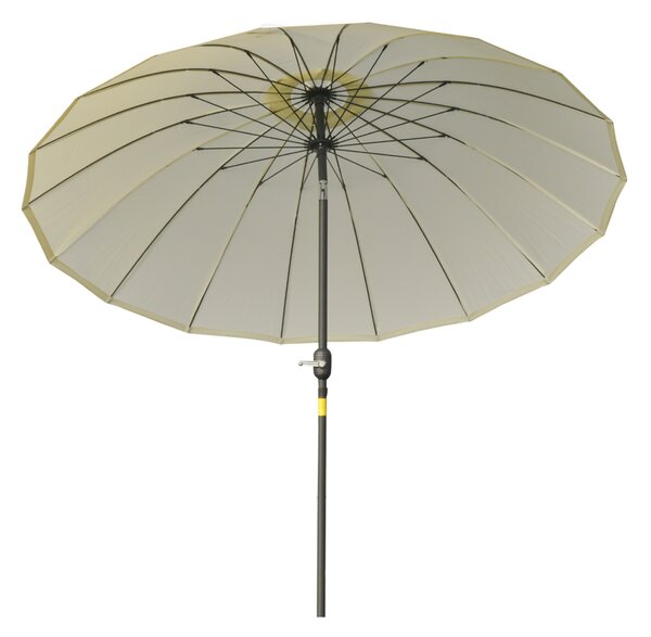 Outsunny Ombrellone rettangolare da giardino inclinabile rotondo con 18 stecche manovella asta in metallo fibra di vetro Ø 2,5 m poliestere ad alta densità beige
