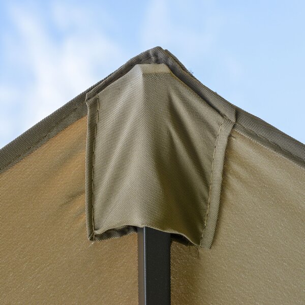 Outsunny Ombrellone da giardino XXL con base a croce, ombrellone grande 4,6L x 2,7l x 2,4H cm, apertura e chiusura con manovella, acciaio e poliestere ad alta densità color caffè
