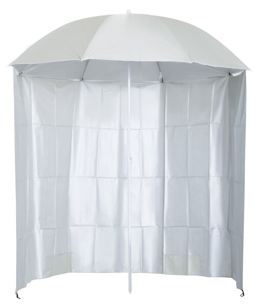 Outsunny Ombrellone da spiaggia Ø 2,2 m x 2,2 m protezione UV borsa trasporto, picchetti e pesi inclusi crema