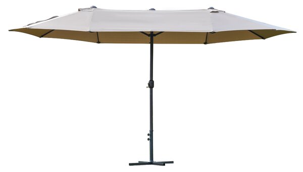 Outsunny Ombrellone da giardino XXL con base a croce, ombrellone grande 4,6L x 2,7l x 2,4H cm, apertura e chiusura con manovella, acciaio e poliestere ad alta densità color caffè