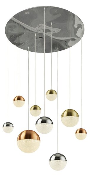 Plafoniera Contemp Pianeti Acciaio Cromo Policarbonato Ottone Led 78W 4000K