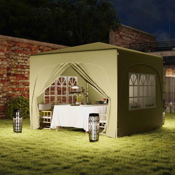 Outsunny Gazebo Gazebo Tenda da ricevimento Pieghevole 3 x 3 x 2,73 m con finestre + Sacca per il trasporto Sabbia