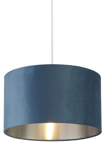 Sospensione Contemporanea Tamburo Tessuto Verde Argento 1 Luce D38Cm