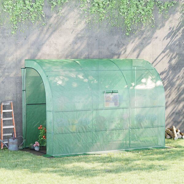 Outsunny Serra da Giardino con 3 Piani e Porte a Rullo, Copertura in Plastica per Resistente ai Raggi UV, 300L x 150P x 213A cm, Verde | Aosom Italy