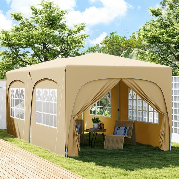 Outsunny Gazebo pieghevole 3 x 6m Pop Up, UPF50+ Altezza regolabile, con sacca per il trasporto e sacchi di sabbia, Sabbia