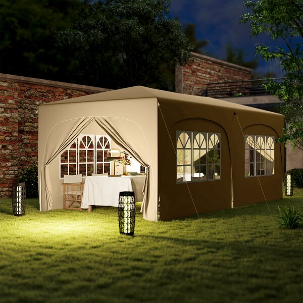 Outsunny Gazebo pieghevole 3 x 6m Pop Up, UPF50+ Altezza regolabile, con sacca per il trasporto e sacchi di sabbia, Sabbia