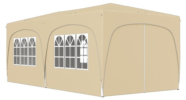 Outsunny Gazebo pieghevole 3 x 6m Pop Up, UPF50+ Altezza regolabile, con sacca per il trasporto e sacchi di sabbia, Sabbia