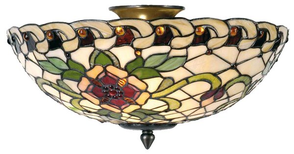 Clayre & Eef Lampada da soffitto Tiffany Ø 40x25 cm Verde Rosso Metallo Rosa