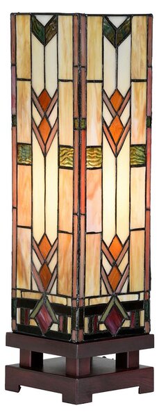 Clayre & Eef Lampada da tavolo Tiffany 15x15x54 cm in vetro beige