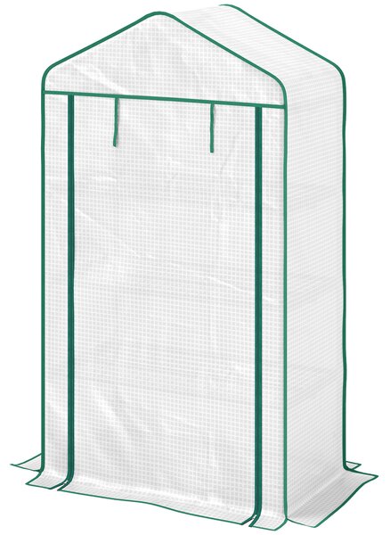 Outsunny Serra da giardino balcone con ripiano 4 livelli 90 x 49 x 160 cm acciaio zincato telo PE alta densità bianco